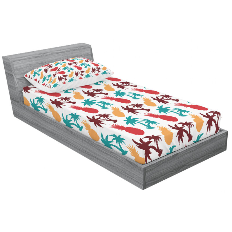 Pineapple Microfiber Sheet Set, Twin XL Sheet Set with Fitted Sheet