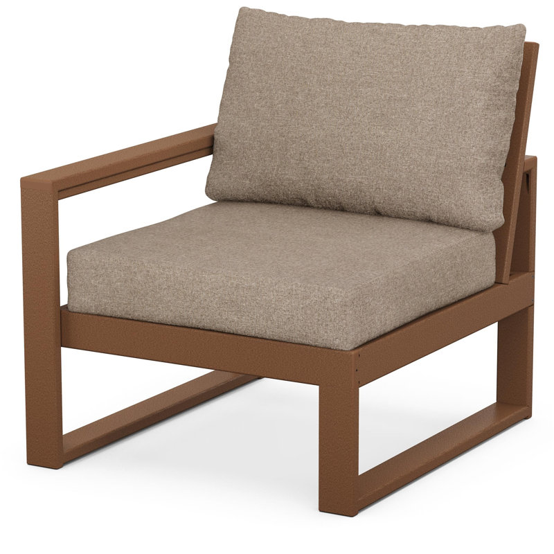 POLYWOOD Outdoor Lounge Chair, Spiced Burlap, Teak