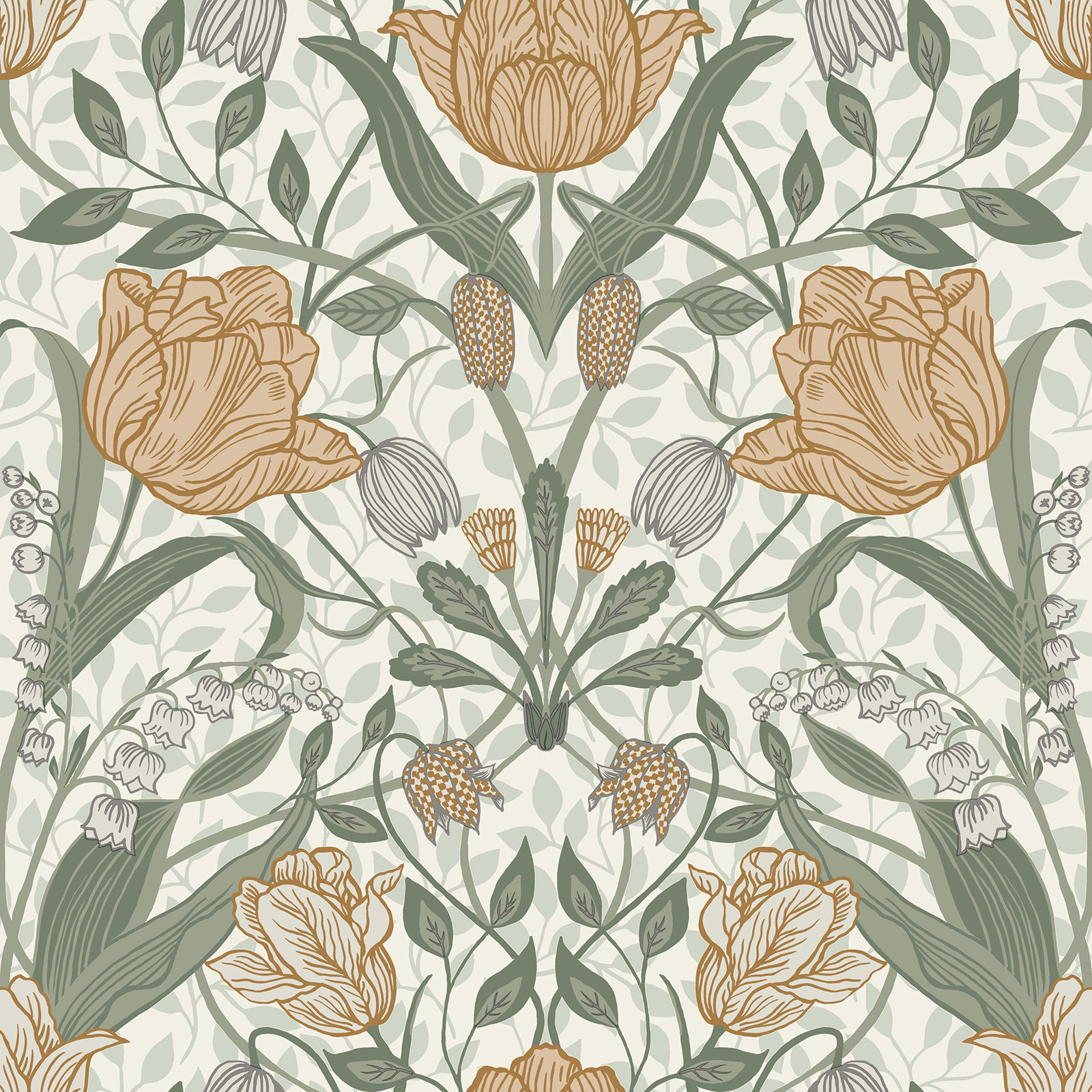 Orelia Wallpaper Roll, Green, 33' L x 20.5" W