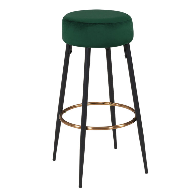 Michaela Upholstered Counter Stool with Metal Frame, Dark Green