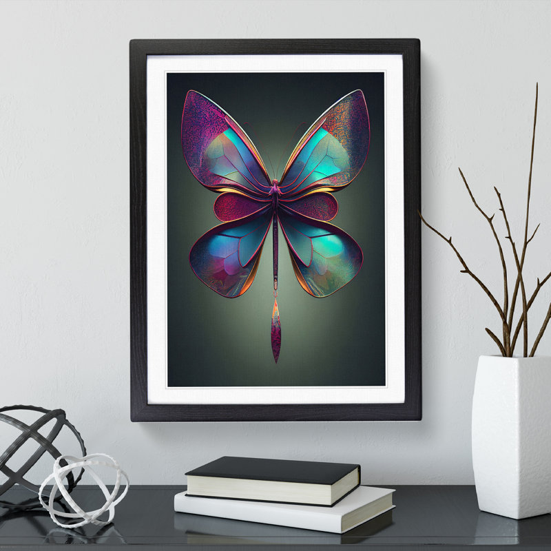Otherworldly Butterfly - Single Picture Frame Print, 64cm H x 46cm W x 2cm D, Black