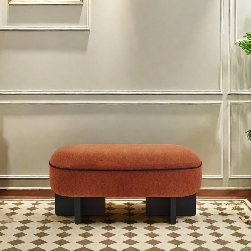 Banc en bois massif de velours, H 17,32 po x l 47,24 po x P 18,5 po