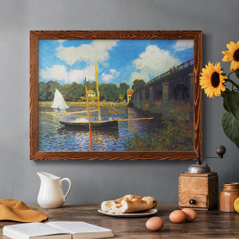 «The Road Bridge, Argenteuil» par Monet, reproduction d'art sur toile, Érable, H 22 po x l 32 po x P 1,5 po