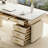 Gray White Rock Slab Three Drawers Computer Desk-712666512