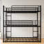 Lit simple superposé, cadre en métal noir, peu encombrant, sommeil tranquille, deux échelles attachées, barrières de sécurité pleine longueur, idéal pour les dortoirs d'appartements