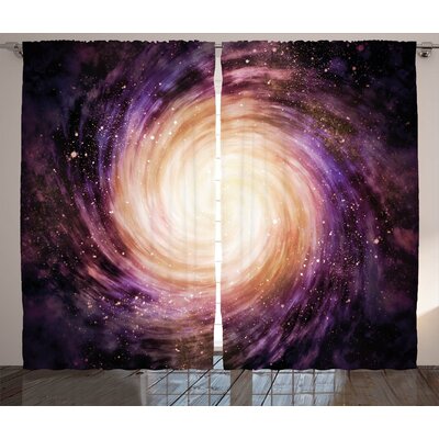 Galaxy Large Pink and Purple Spiral Stardust Planet in Space Science Fiction Print Graphic Print & Text Semi-Sheer Rod Pocket Curtain Panels -  Ambesonne, p_22410_108x84