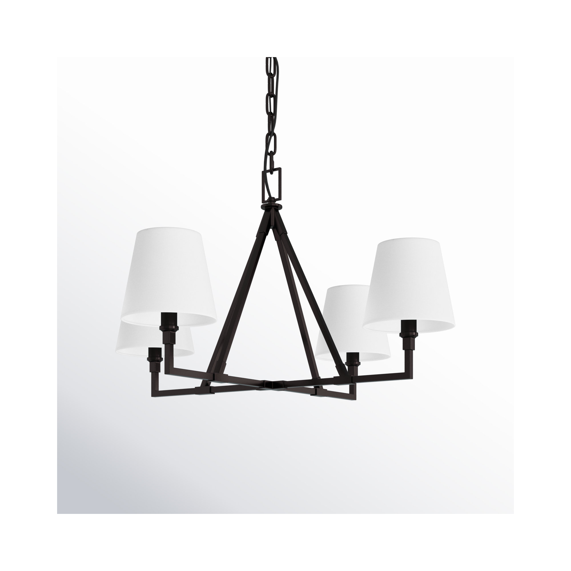 Mattia 4 - Light Metal Dimmable Chandelier, Aged Iron, 18.12" H x 31" W x 31" D