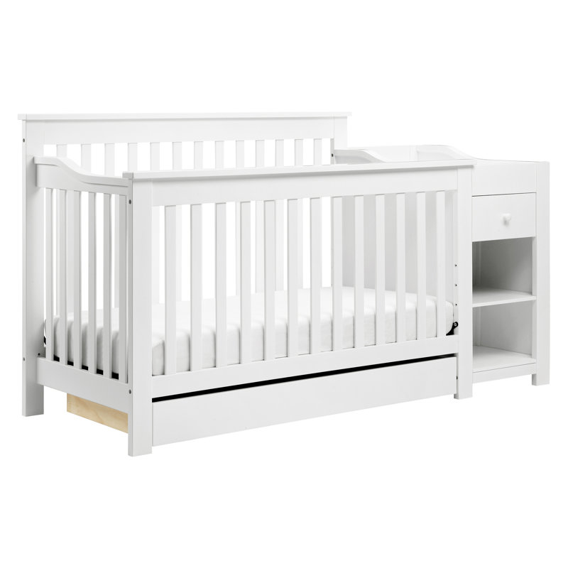 Piedmont 4-in-1 Convertible Crib and Changer with Storage, White