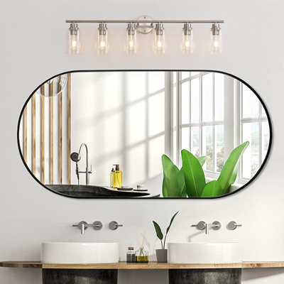 Luminaire de salle de bain 6 lumières, lumières de meuble-lavabo modernes en nickel sur miroir avec abat-jour en verre transparent, lampe de salle de bain pour miroir, couloir, armoire de cuisine, porche