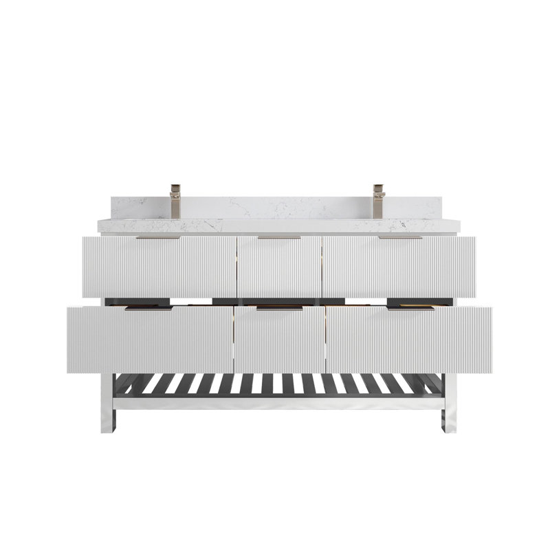 Meuble-lavabo double 60 po avec plateau Catalina