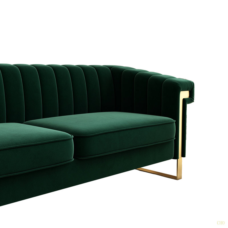 Canapé moderne en velours avec accents RETRO SOFA - Canapé 3 places pour canapé
