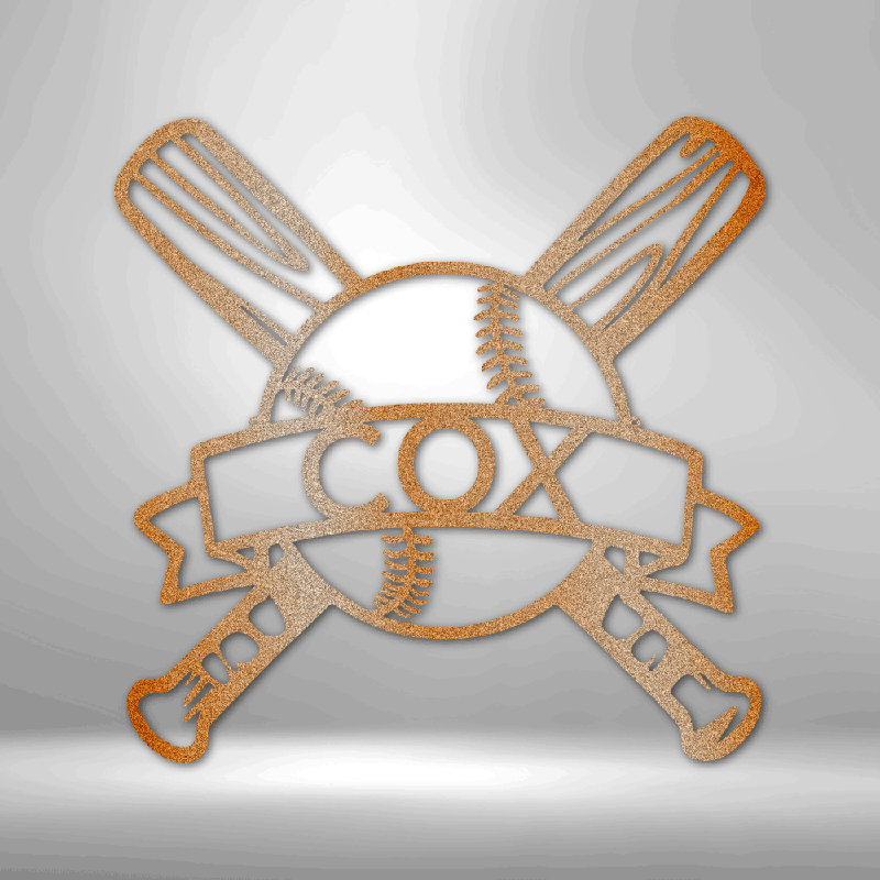 Monogramme de baseball personnalisé, H 28,75 po x l 29,5 po x P 0,5 po, Oui, Cuivre
