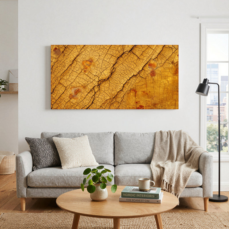 Ensemble de 1 tableau sur toile effet bois craquelé, 32“W x 16”H, Wrapped Canvas