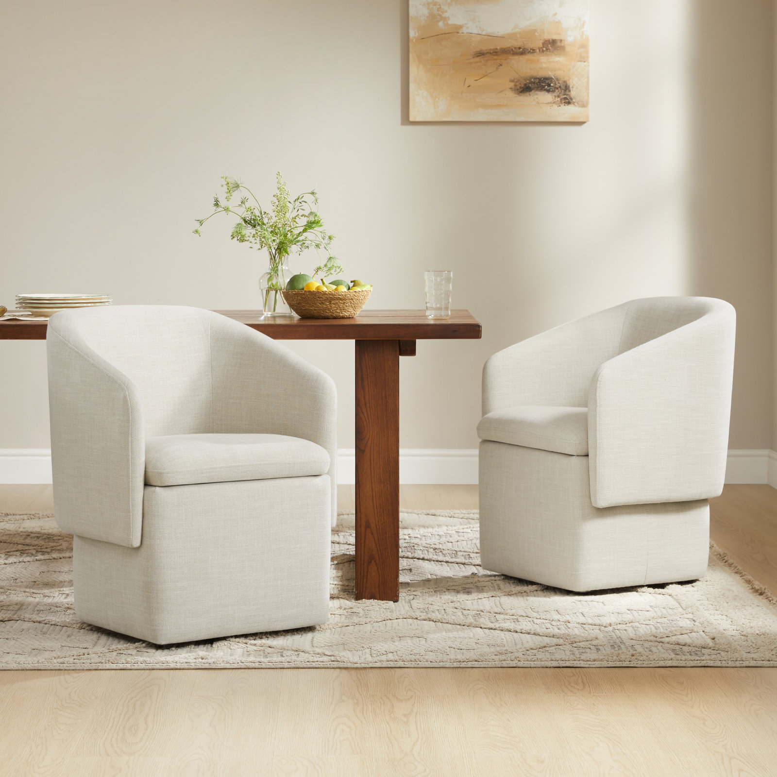 Temara Dining Armchair, Effie Linen Performance Linen