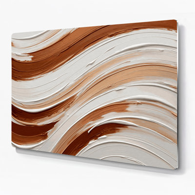 Horizontal Striped Sienna White Beige Metal Wall Art