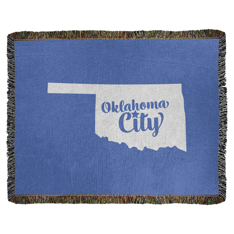 Jeté en coton tissé oklahoma city oklahoma, l 60 po x L 80 po, Bleu