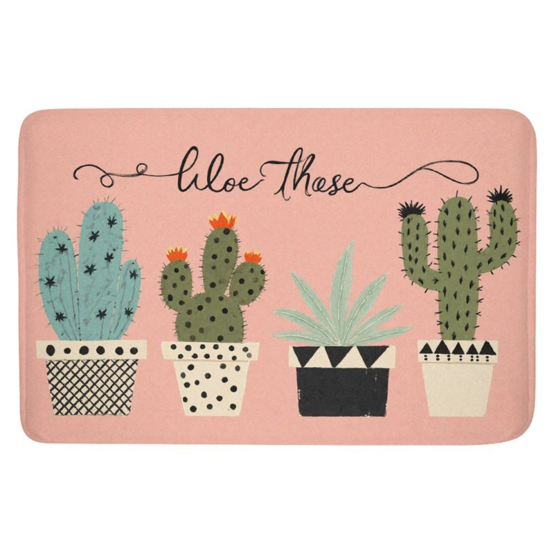 Tapis pour salle de bain à motif de cactus, 16 x 24