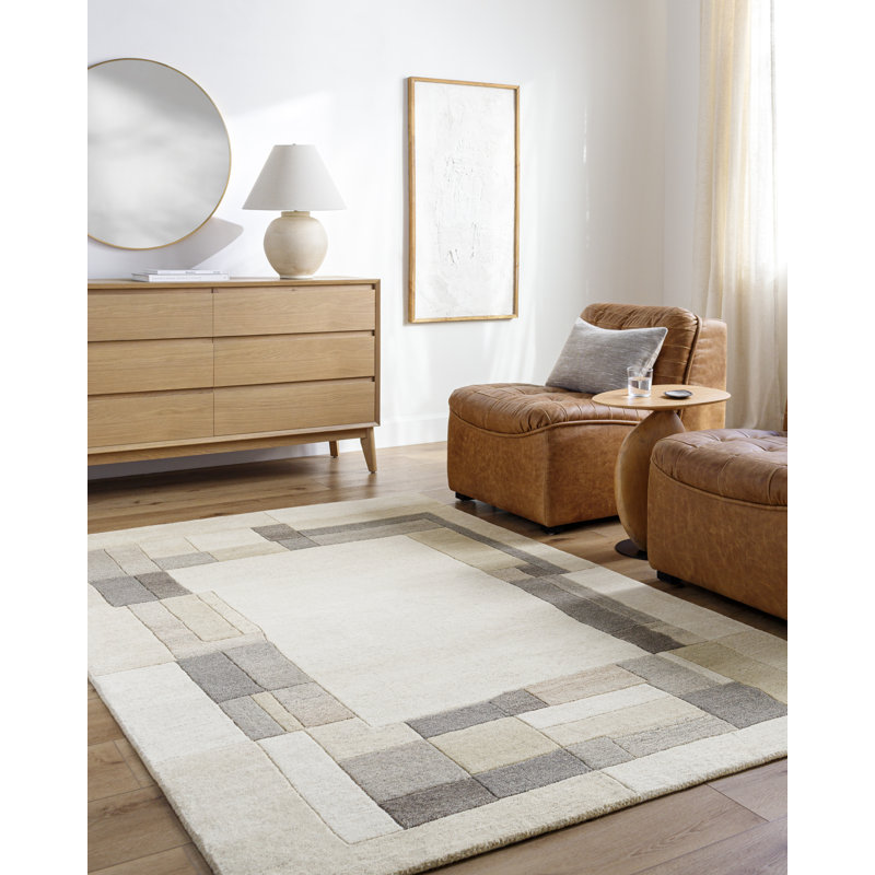 Ermalinda Hand Tufted Wool Abstract Indoor Rug, Rectangle 5' x 8'
