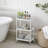 3-Tier Glass Utility Cart Rolling Metal Storage Organizer with Wheels-100824410