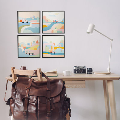  Ensemble de 4 giclées Pastel