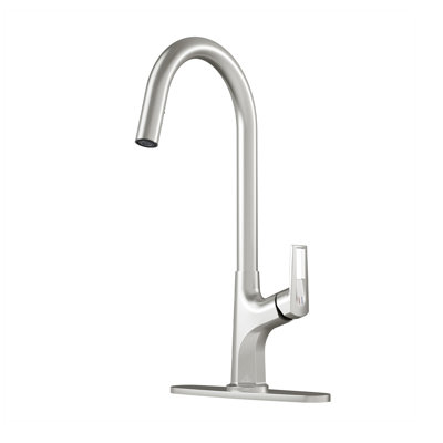 CASAINC Single-Handle Pull-Down Kitchen Faucet Single Hole Faucet with Deck Plate