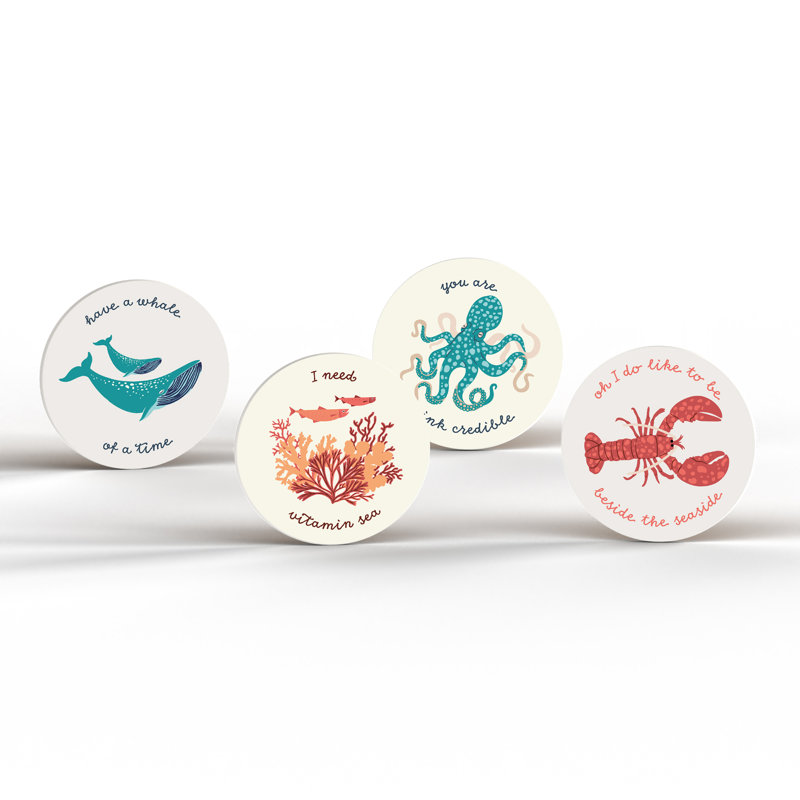 Ceramic Round 4 Piece Coaster Set