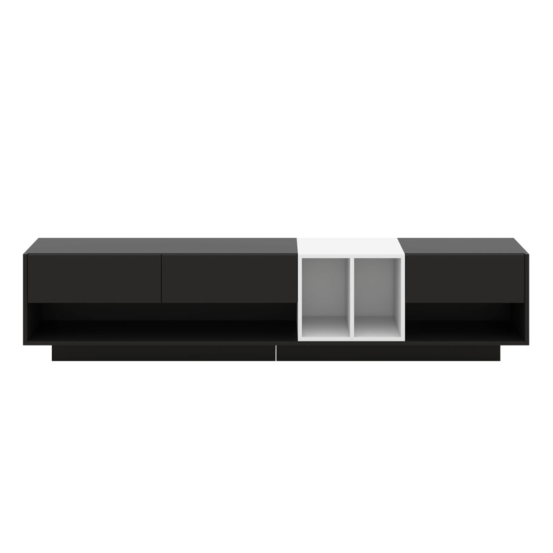 Meuble télé avec compartiment polyvalent, console multimédia à deux tons pour la télévision jusqu'à 80 po, armoire fonctionnelle pour le salon