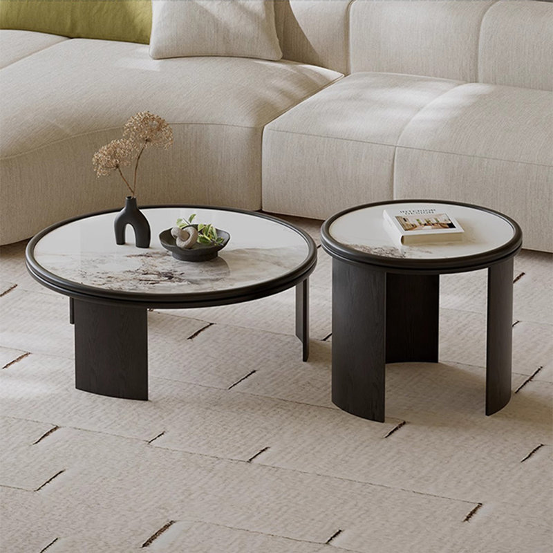 Simple rock plate round coffee table