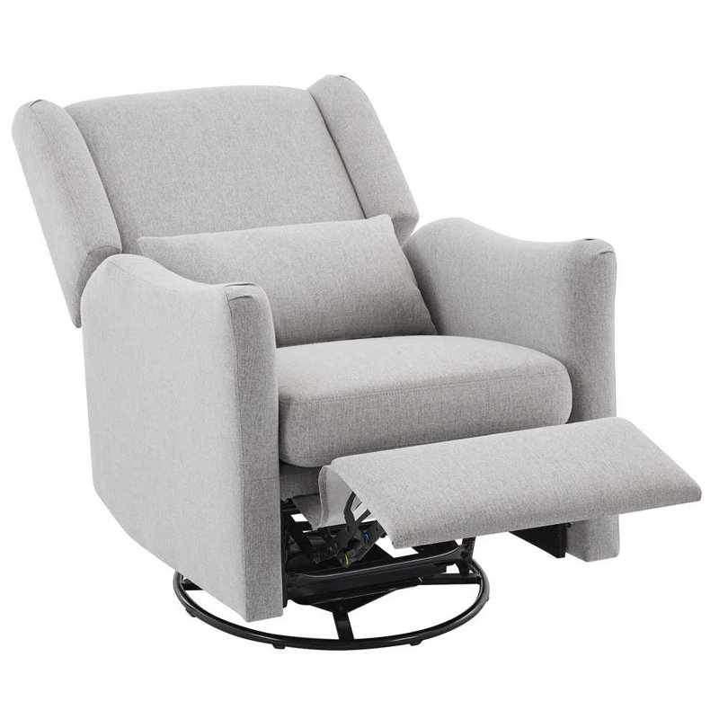 Swivel Recliner Chair with Pillow, Gray Linen