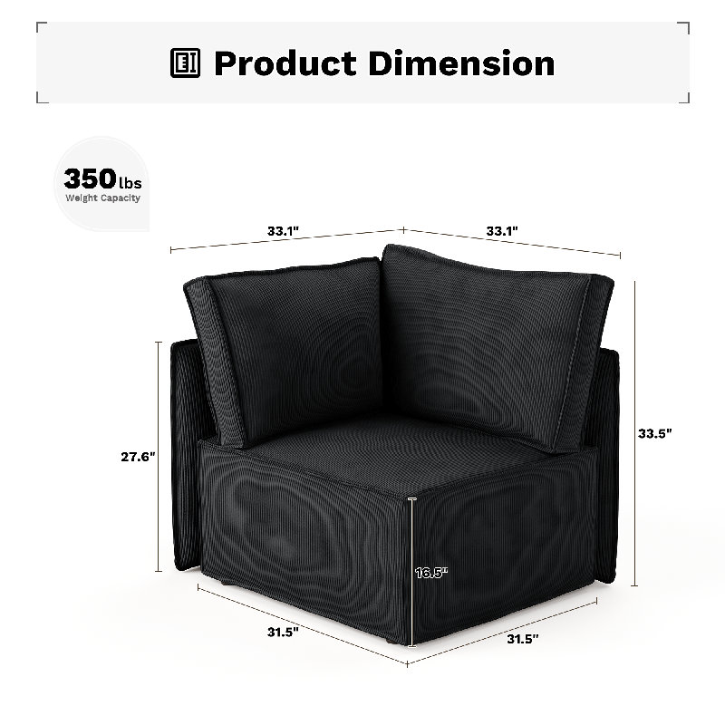 Fauteuil d'appoint modulaire Bennett, Noir