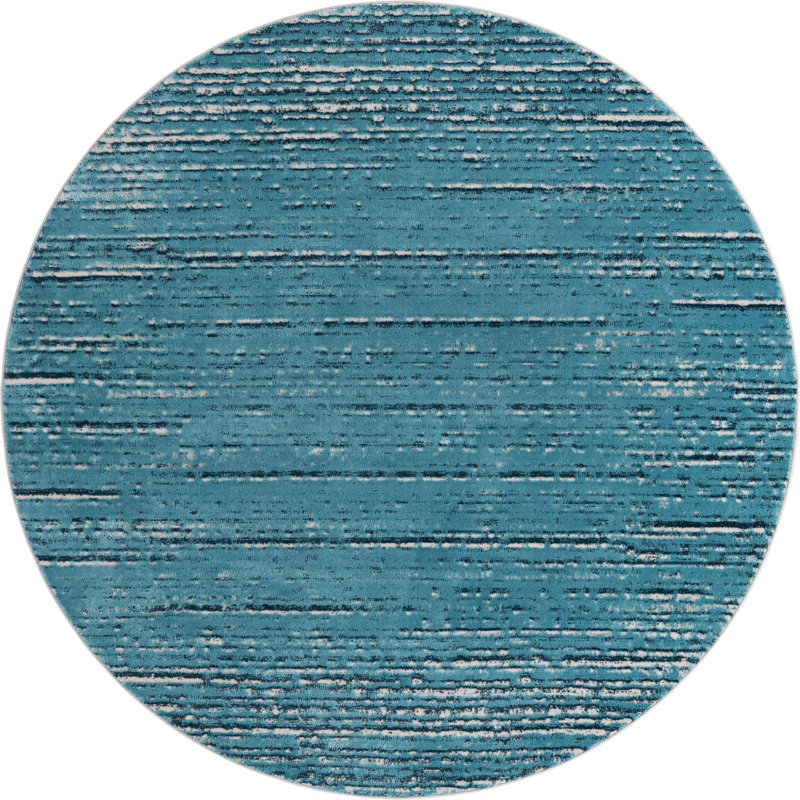 Tapis abstrait bleu, Rond 7 pi