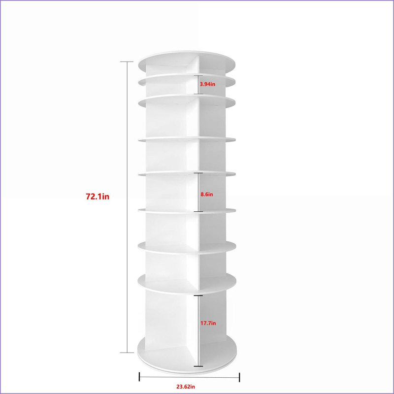 Rotating Shoe Rack Tower | 8-Tier 360° Spinning | Space-Saving | Snow White | PVC