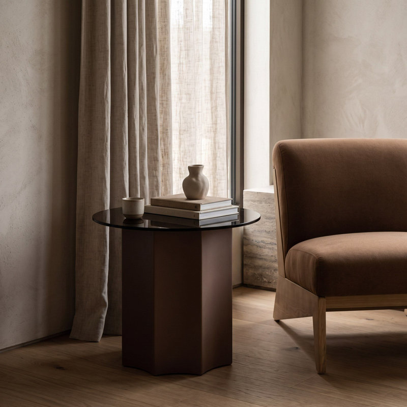 Cleon Mirrored Glass Top End Table