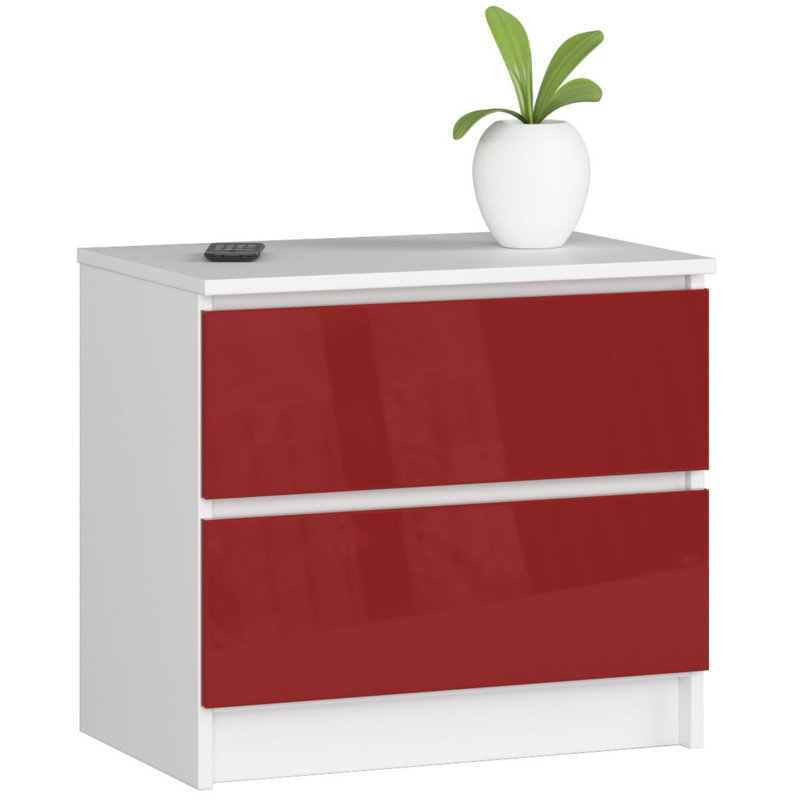 Eldrid 60cm W 2 - Drawer Chest of Drawers, Red Gloss