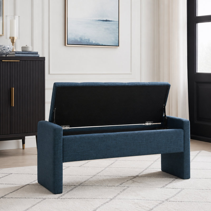 Banc de lit moderne avec rangement, Navy Blue