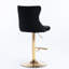Pivotant doré, hauteur de siège réglable, confortable, velours, moderne, noir, tabourets de bar avec dossier, de 2, pub à domicile, îlot de cuisine, pivotant de 25 à 33 po