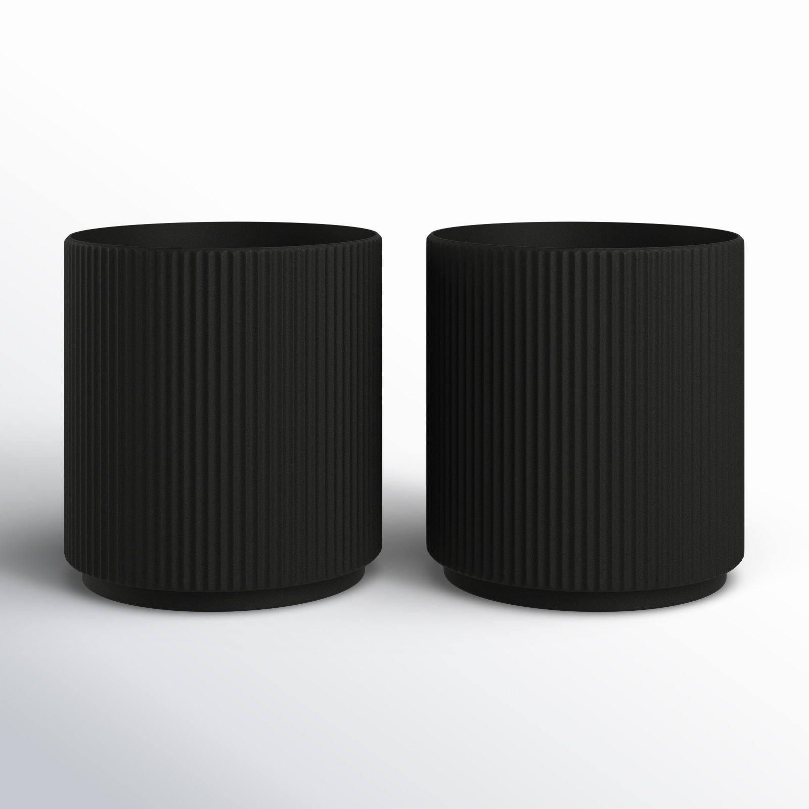 Demi Series Pot Planter, Black, 2, 19.75" H x 18.5" W x 18.5" D