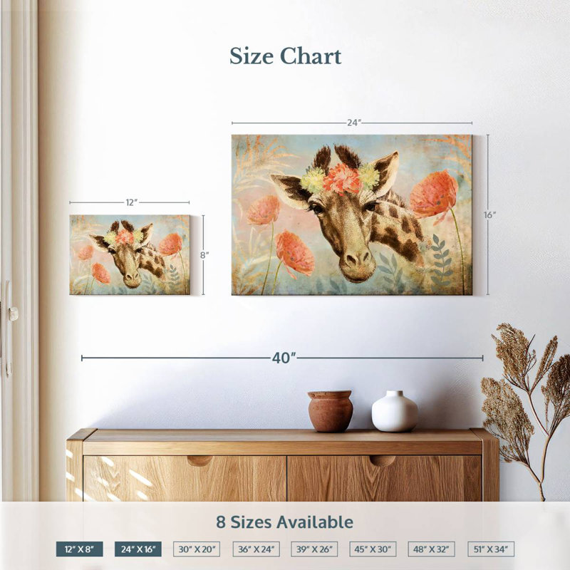 Brampt Giraffe Spring Floral, 16" H x 24" W