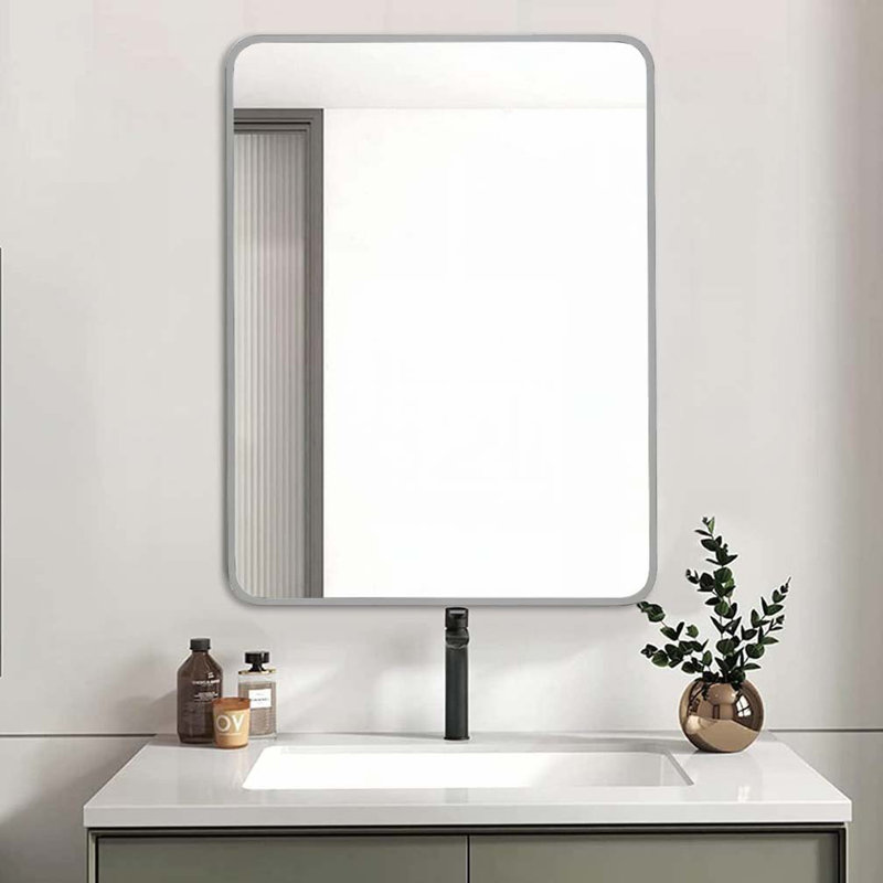 Miroir mural pour salle de bain, Argent argent, Rectangulaire, 30 po x 22 po