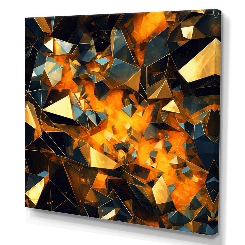 Gold Cubist Visions I - Cubisme, impressions sur toile, Toile tendue, H 30 po x l 30 po x P 1 po