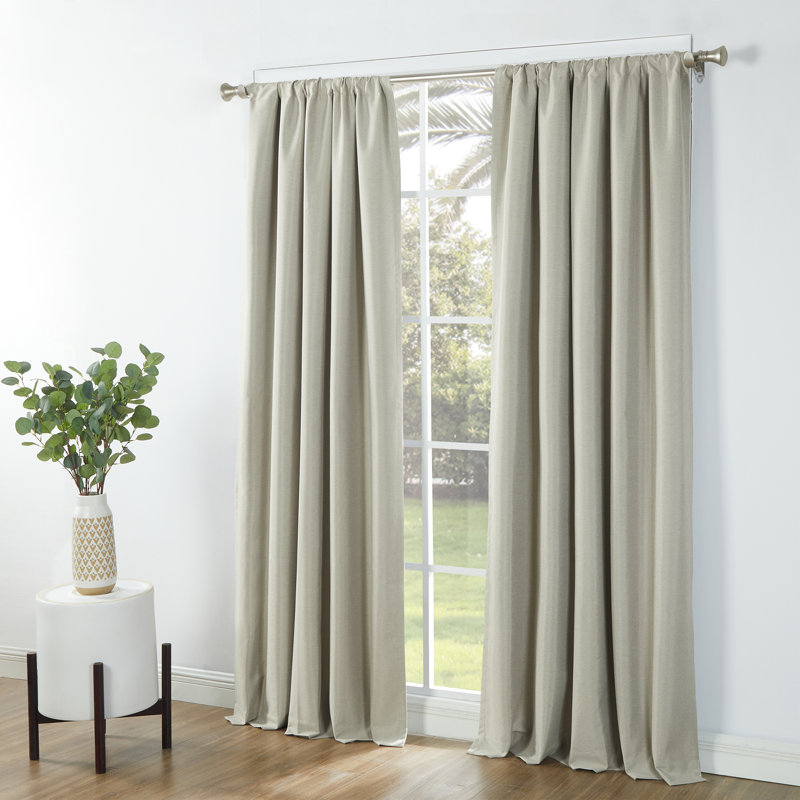 Hollon Blackout Curtain Single Panel, 52" W x 96" L, Khaki