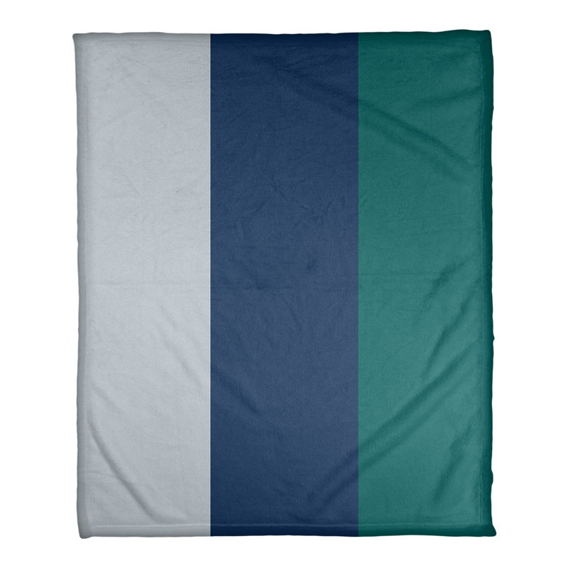 Quilted Throw Blanket, Seattle, 30" W x 40" L, Metallic Silver/Navy Blue/Green