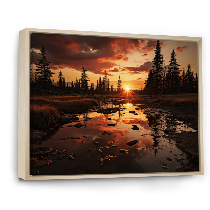 " Canada Sunset Bliss ", 12" H x 20" W x 1" D, Natural Floater Framed