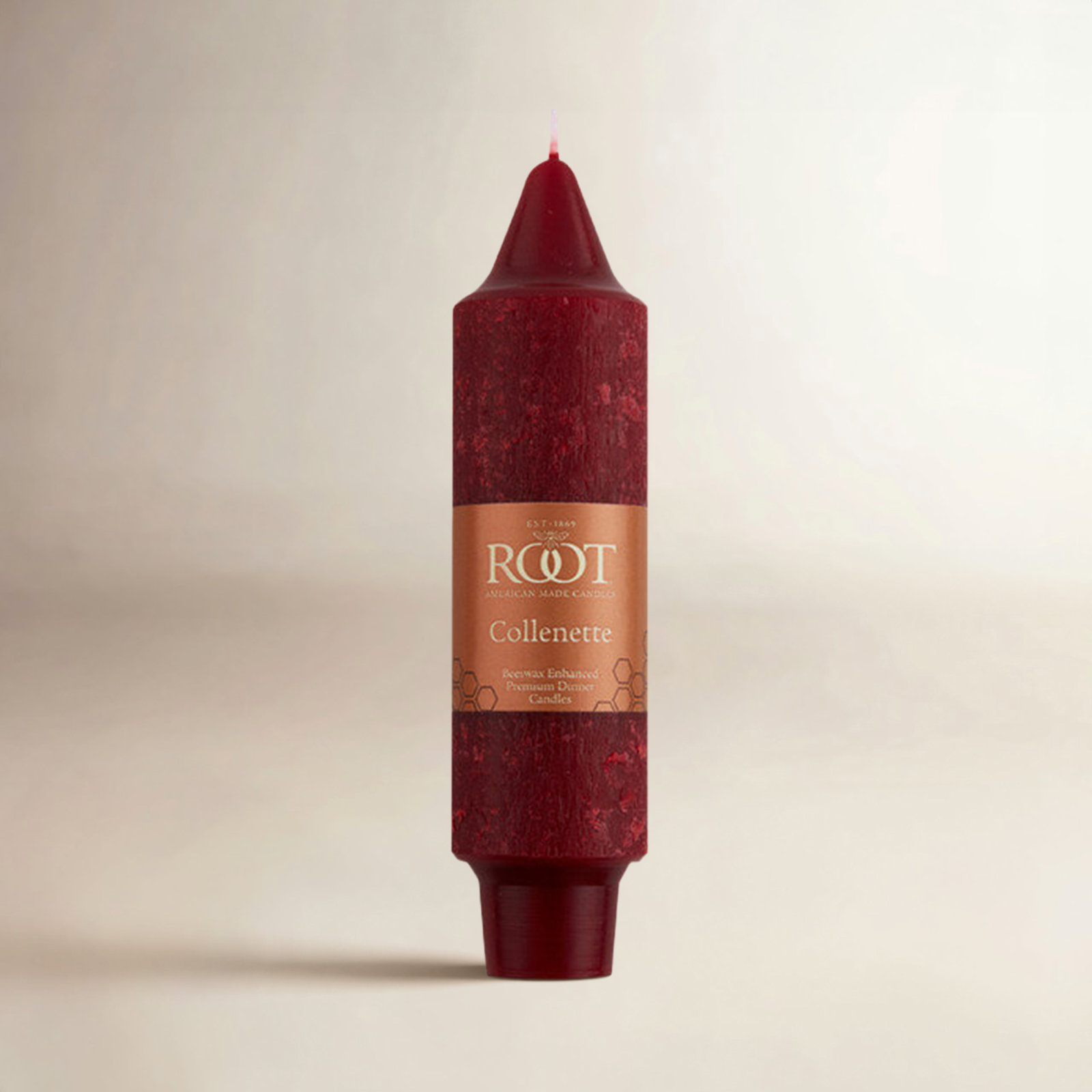 Root Candles Unscented Taper Candle, Garnet