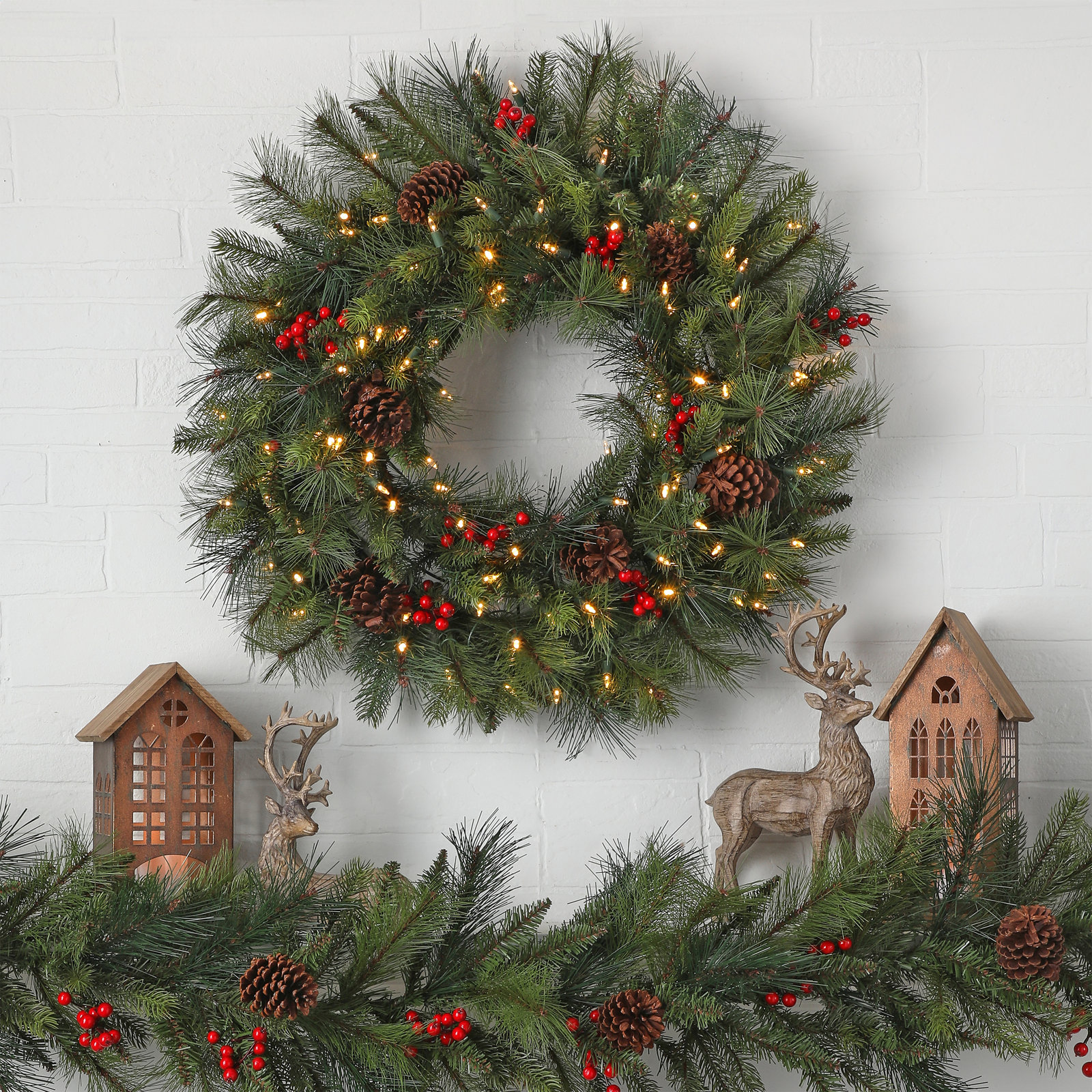 Pvc Greenery 36" Pre-Lit Fir Wreath