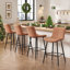 Counter Stools Set of 2, Faux Leather Kitchen Dining Room Chairs with Metal Legs for Modern Elegance and Durability-922498919