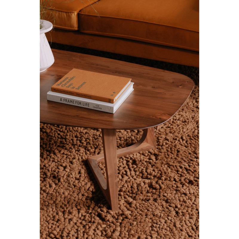 Godenza Solid Wood Coffee Table, Walnut, 14.75" H x 42" L x 27.5" W