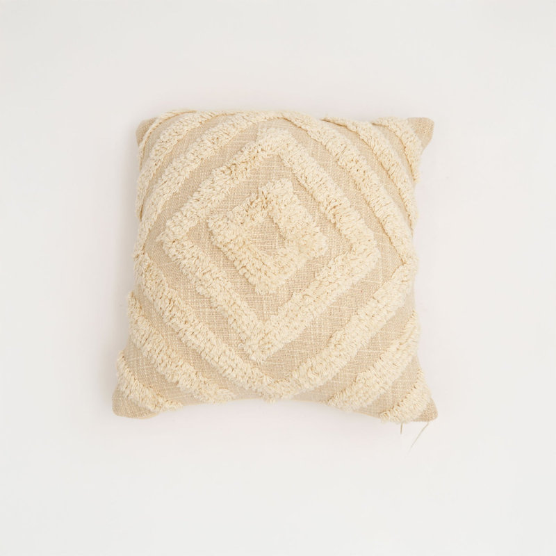 Square Cushion, Cream Geometric