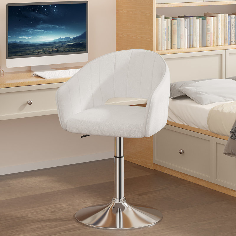 Akron 360° Swivel Vanity Chair With Adjustable Height Accent Chair Upholstered Metal Base Bar Stool For Makeup Living Room Bedroom, Dining Room