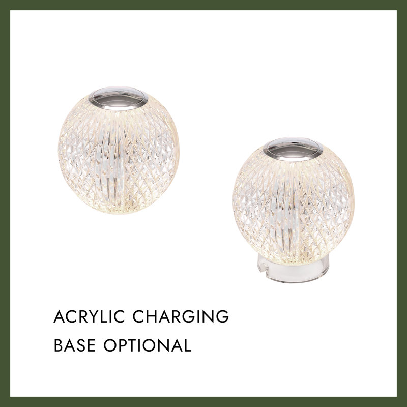 Marni LED Table Lamp, Clear/Polished Nickel, Polished Nickel, 5" H x 4.38" W x 4.38" D